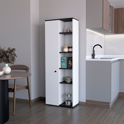 White and Wenge 1-Door Multistorage Kitchen Pantry image 1