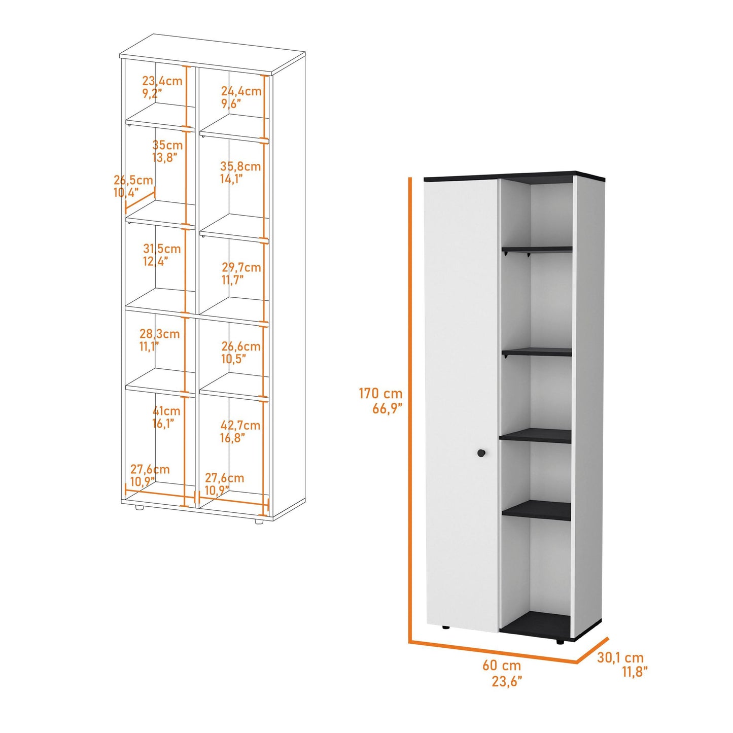 White and Wenge 1-Door Multistorage Kitchen Pantry image 6