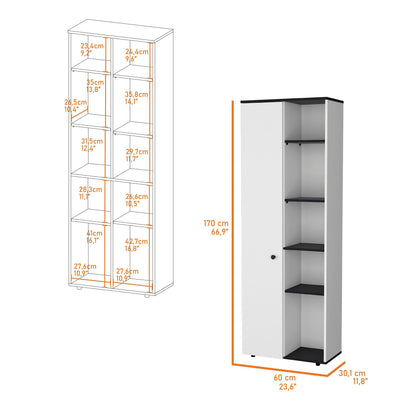 White and Wenge 1-Door Multistorage Kitchen Pantry image 6