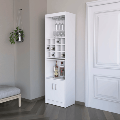 White Bar Cabinet with Wine Storage image 1