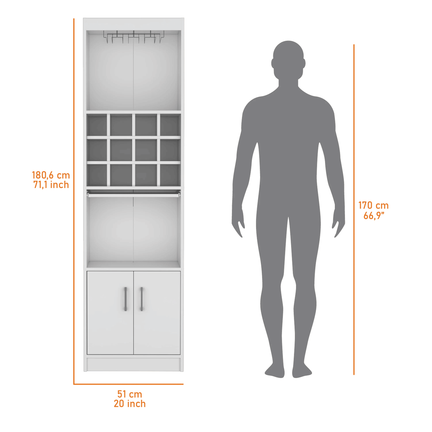White Bar Cabinet with Wine Storage image 7