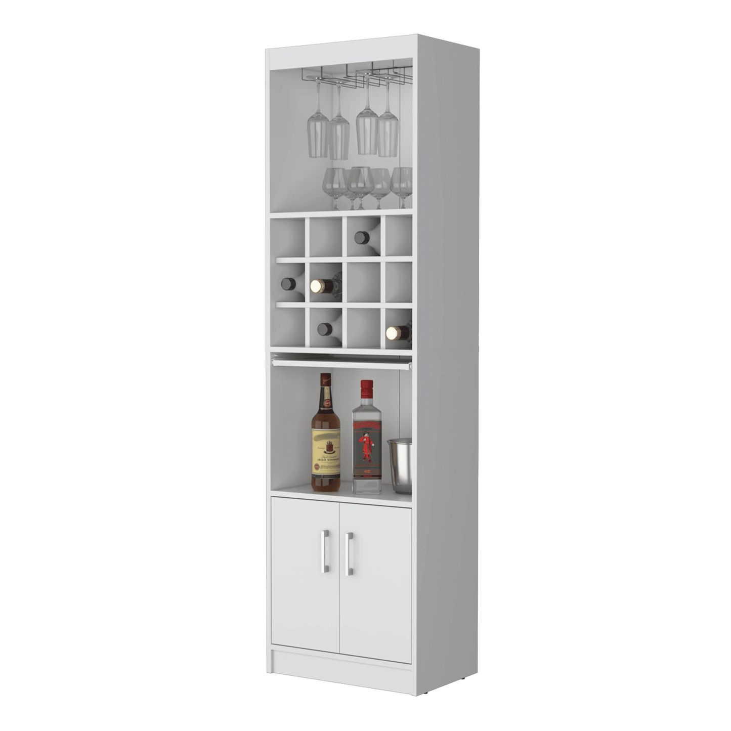 White Bar Cabinet with Wine Storage image 3