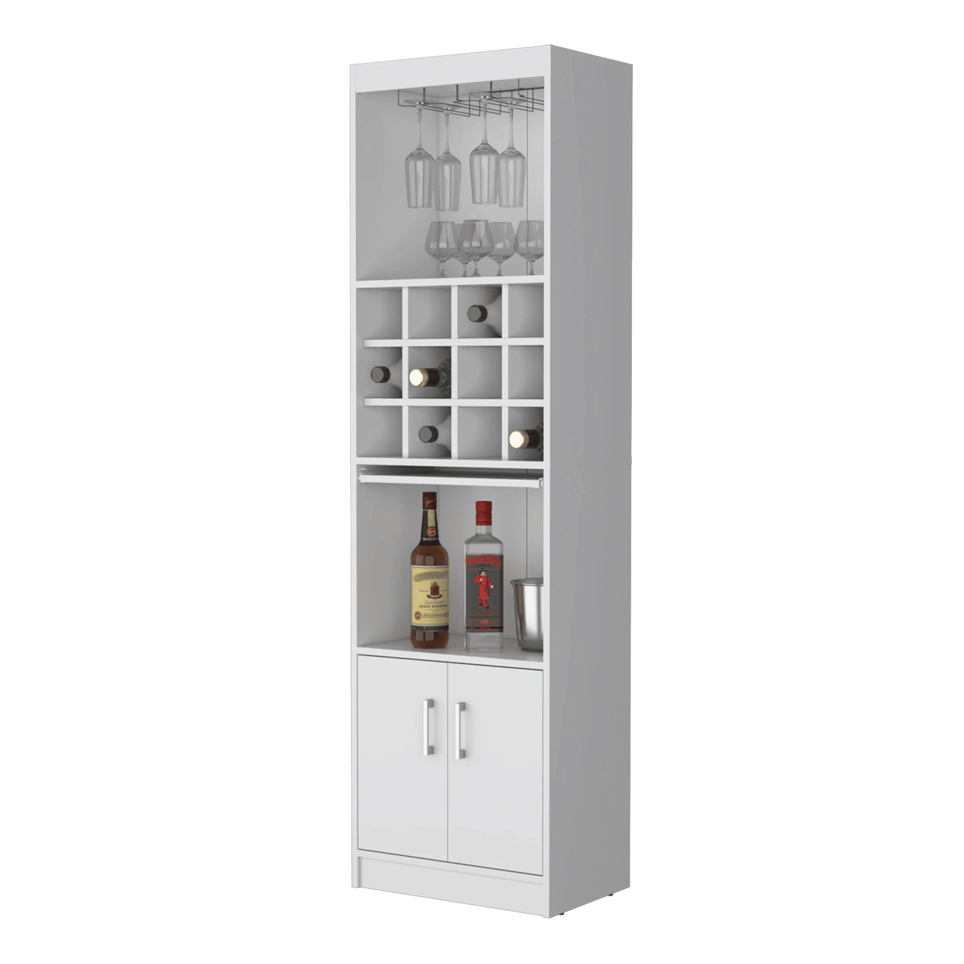 White Bar Cabinet with Wine Storage image 3