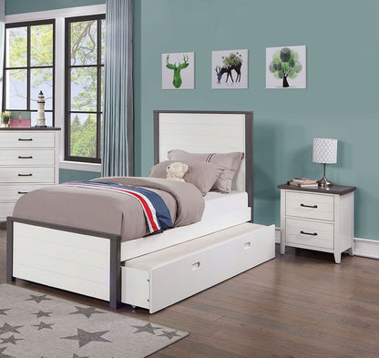 White Color Nightstand Bedroom 1pc Nightstand Solid wood Black Appliance Pull 2-Drawers bedside Table Gray Top, Two Tone image 8