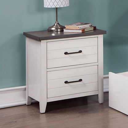 White Color Nightstand Bedroom 1pc Nightstand Solid wood Black Appliance Pull 2-Drawers bedside Table Gray Top, Two Tone image 2