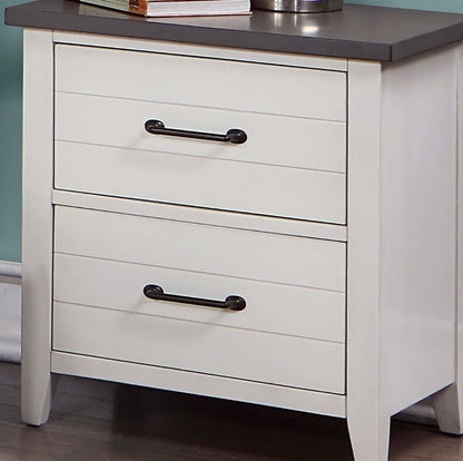 White Color Nightstand Bedroom 1pc Nightstand Solid wood Black Appliance Pull 2-Drawers bedside Table Gray Top, Two Tone image 5