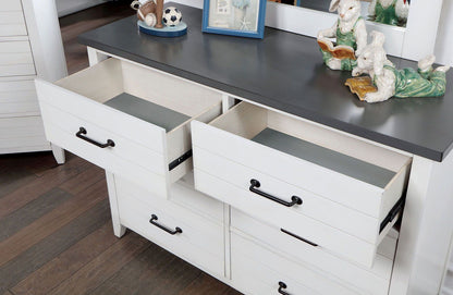 White Color Nightstand Bedroom 1pc Nightstand Solid wood Black Appliance Pull 2-Drawers bedside Table Gray Top, Two Tone image 7