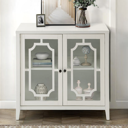 White Console Table with 2 Doors image 1