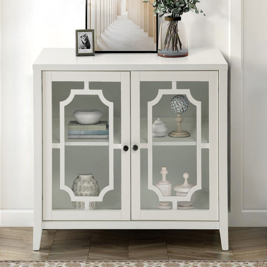 White Console Table with 2 Doors image 1