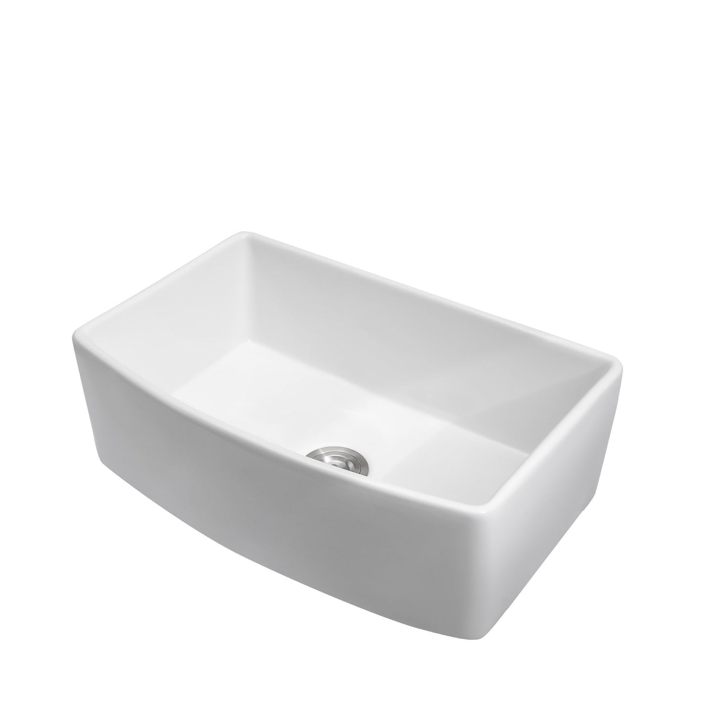 White Farmhouse Sink - 33 x 19 x 10 inch White Kitchen Sink Porcelain Ceramic Arch Edge Apron Front Single Bowl Farm Kit image 10
