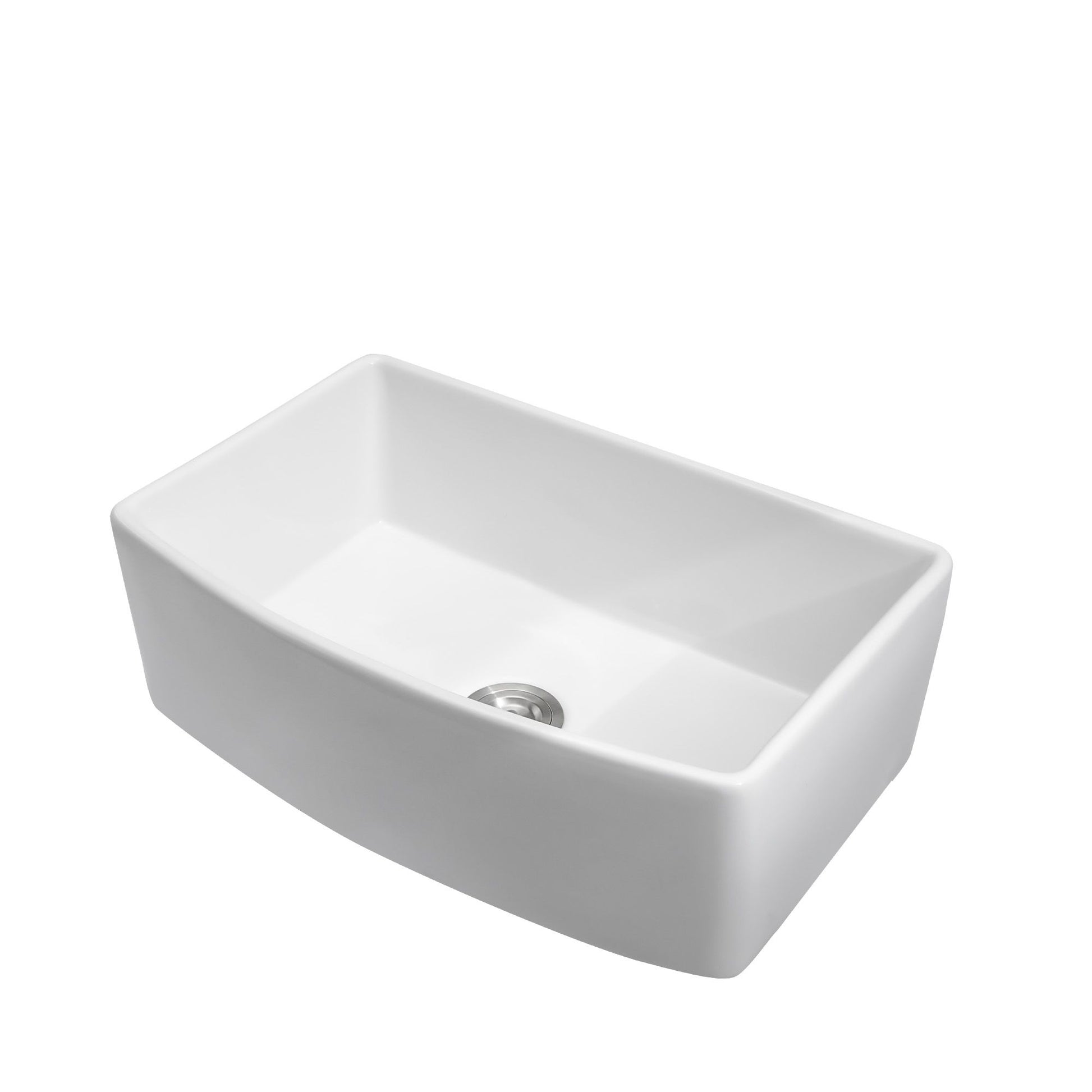White Farmhouse Sink - 33 x 19 x 10 inch White Kitchen Sink Porcelain Ceramic Arch Edge Apron Front Single Bowl Farm Kit image 10
