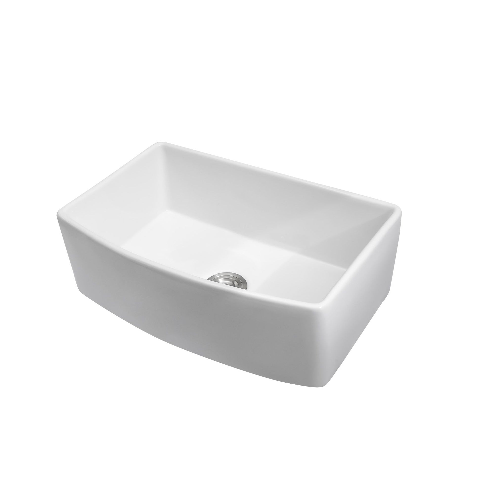 White Farmhouse Sink - 33 x 19 x 10 inch White Kitchen Sink Porcelain Ceramic Arch Edge Apron Front Single Bowl Farm Kit image 7