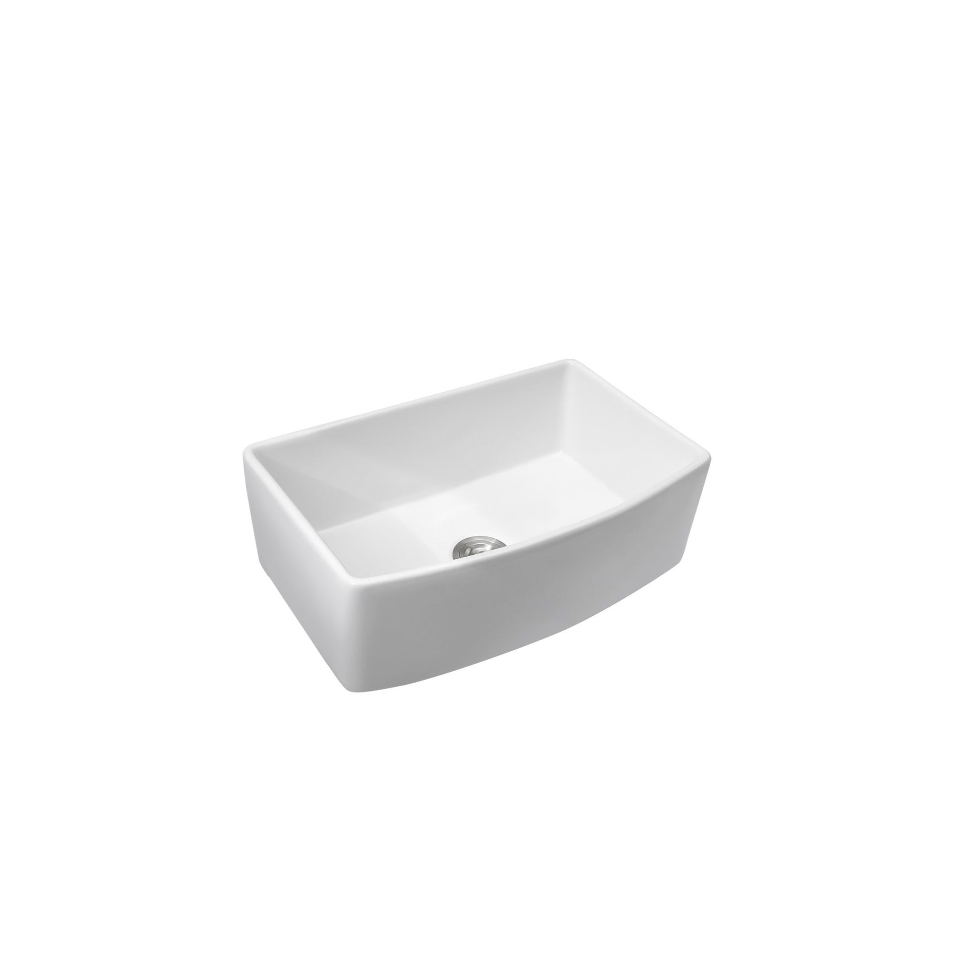 White Farmhouse Sink - 33 x 19 x 10 inch White Kitchen Sink Porcelain Ceramic Arch Edge Apron Front Single Bowl Farm Kit image 8