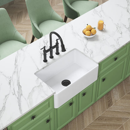 White Farmhouse Sink Deep Apron Sink Undermount Farmhouse Kitchen Sink Single Farm Sink image 3