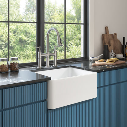 White Farmhouse Sink Deep Apron Sink Undermount Farmhouse Kitchen Sink Single Farm Sink image 5