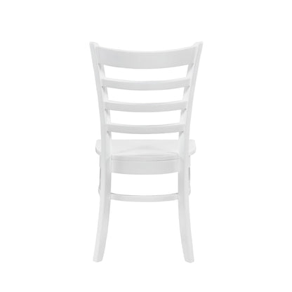 White Finish Dining Chairs Set of 2 Wooden Ladder-Back Casual Farmhouse Style Kitchen Dining Room Furniture image 7