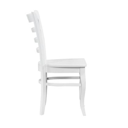 White Finish Dining Chairs Set of 2 Wooden Ladder-Back Casual Farmhouse Style Kitchen Dining Room Furniture image 6