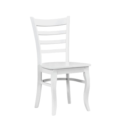 White Finish Dining Chairs Set of 2 Wooden Ladder-Back Casual Farmhouse Style Kitchen Dining Room Furniture image 4