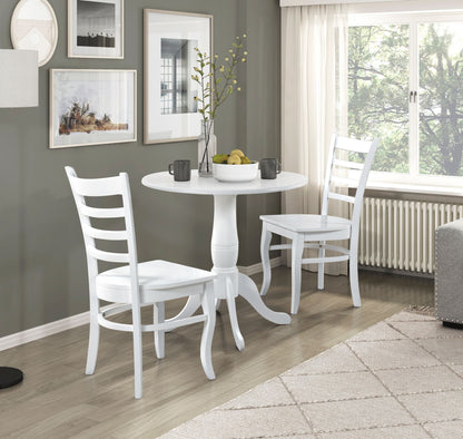White Finish Dining Chairs Set of 2 Wooden Ladder-Back Casual Farmhouse Style Kitchen Dining Room Furniture image 9