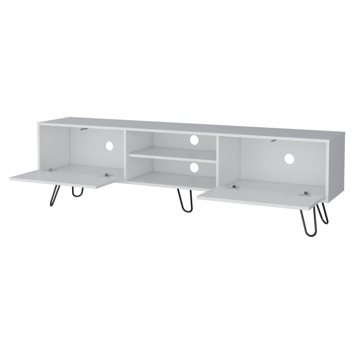 White Hairpin Leg TV Rack image 4