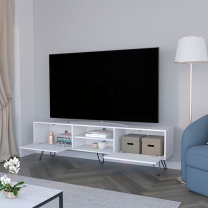 White Hairpin Leg TV Rack image 2