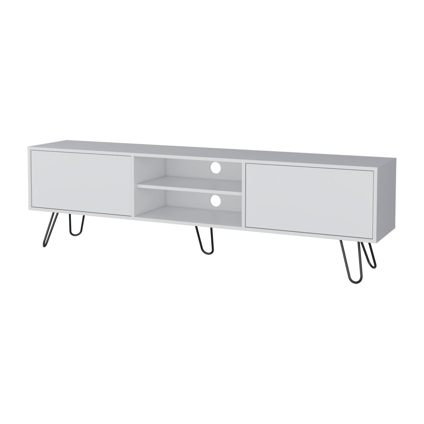 White Hairpin Leg TV Rack image 3