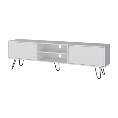 White Hairpin Leg TV Rack image 3
