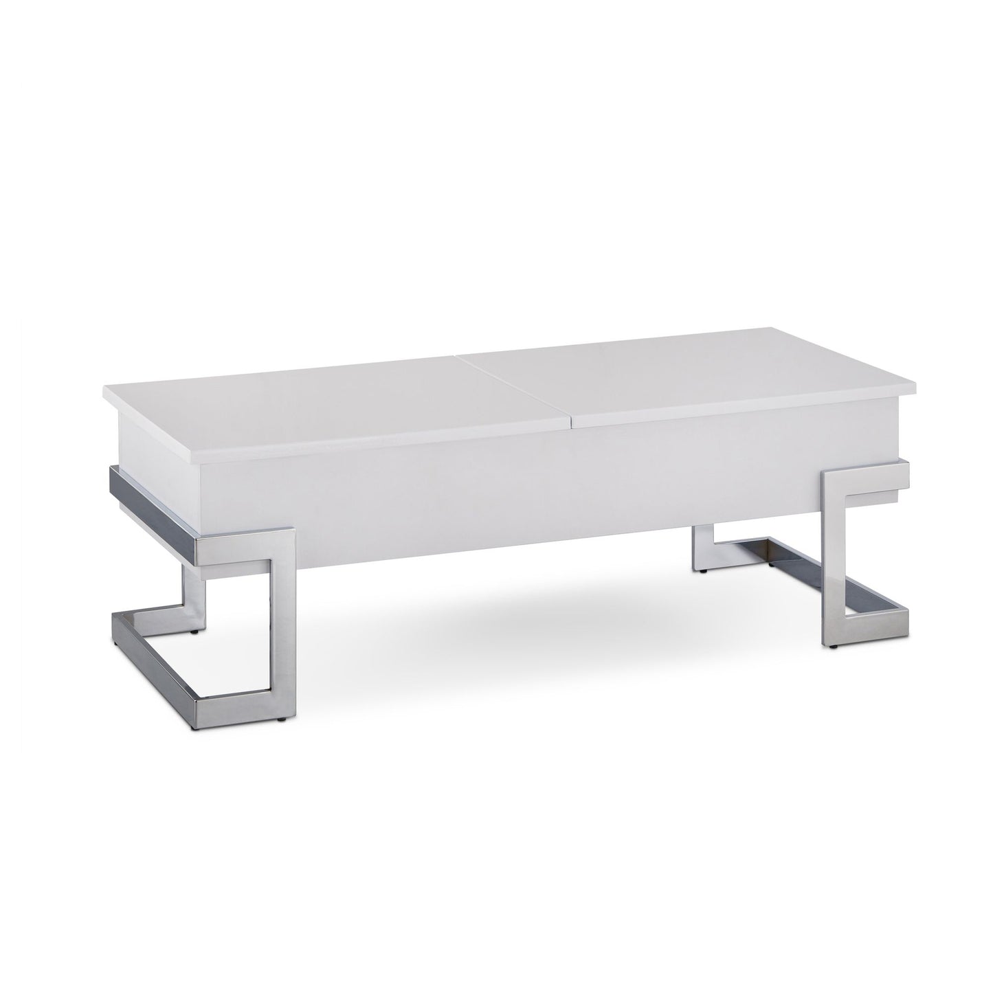 White High Gloss and Chrome Coffee Table with Lift Top image 1