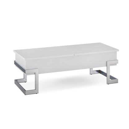 White High Gloss and Chrome Coffee Table with Lift Top image 1