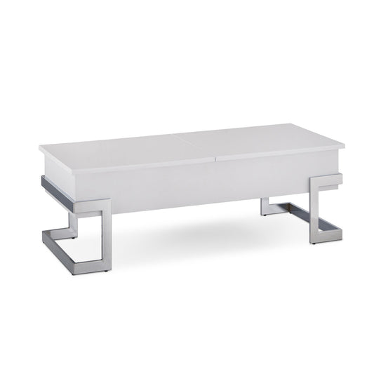 White High Gloss and Chrome Coffee Table with Lift Top image 1