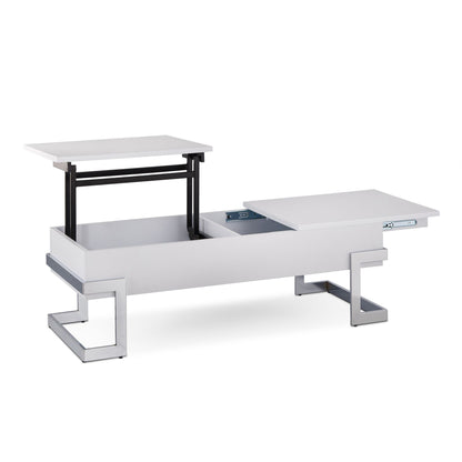 White High Gloss and Chrome Coffee Table with Lift Top image 3