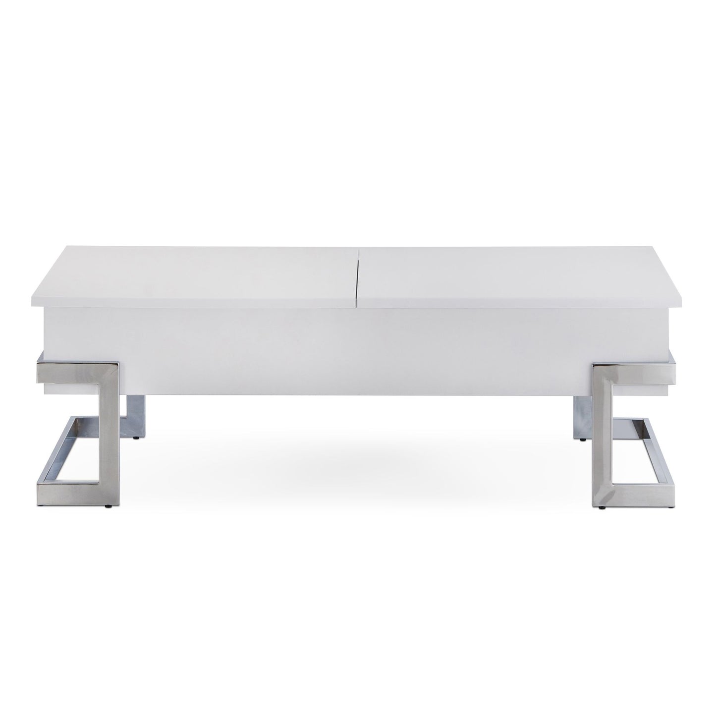 White High Gloss and Chrome Coffee Table with Lift Top image 2