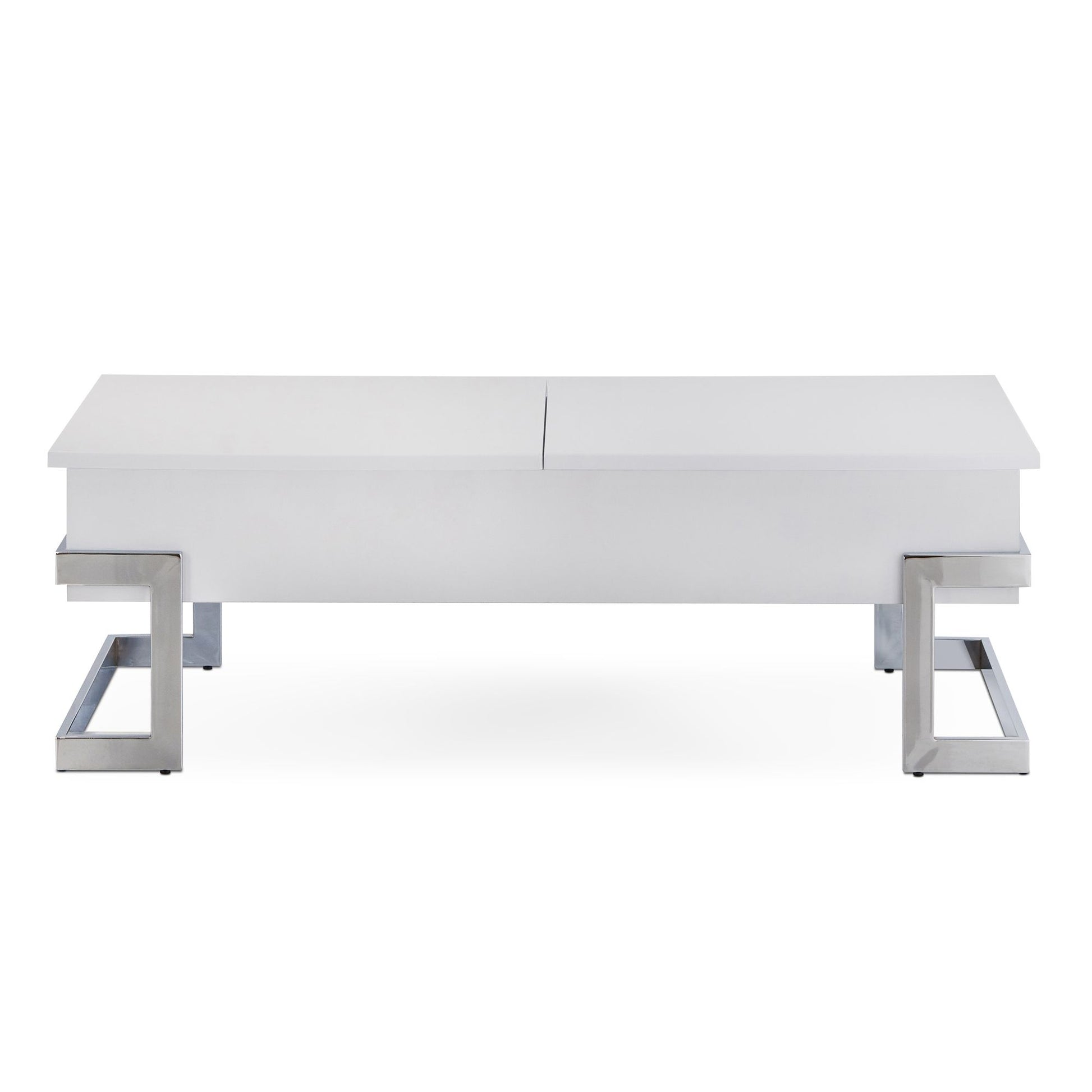 White High Gloss and Chrome Coffee Table with Lift Top image 2