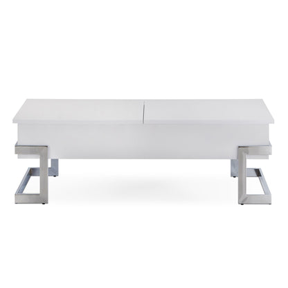 White High Gloss and Chrome Coffee Table with Lift Top image 2