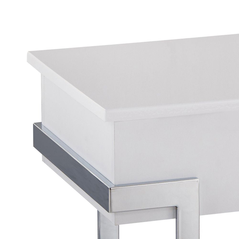 White High Gloss and Chrome Coffee Table with Lift Top image 4