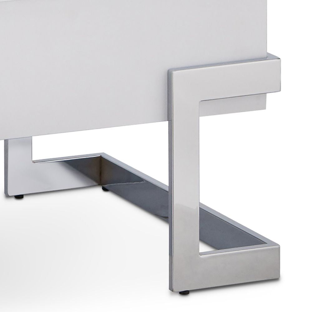 White High Gloss and Chrome Coffee Table with Lift Top image 5