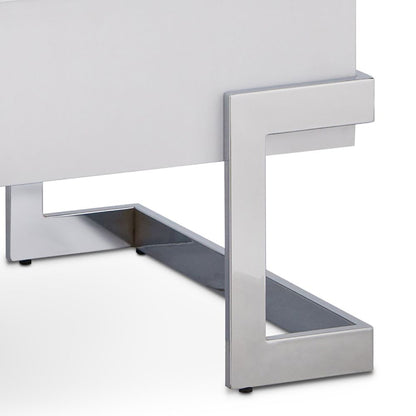 White High Gloss and Chrome Coffee Table with Lift Top image 5