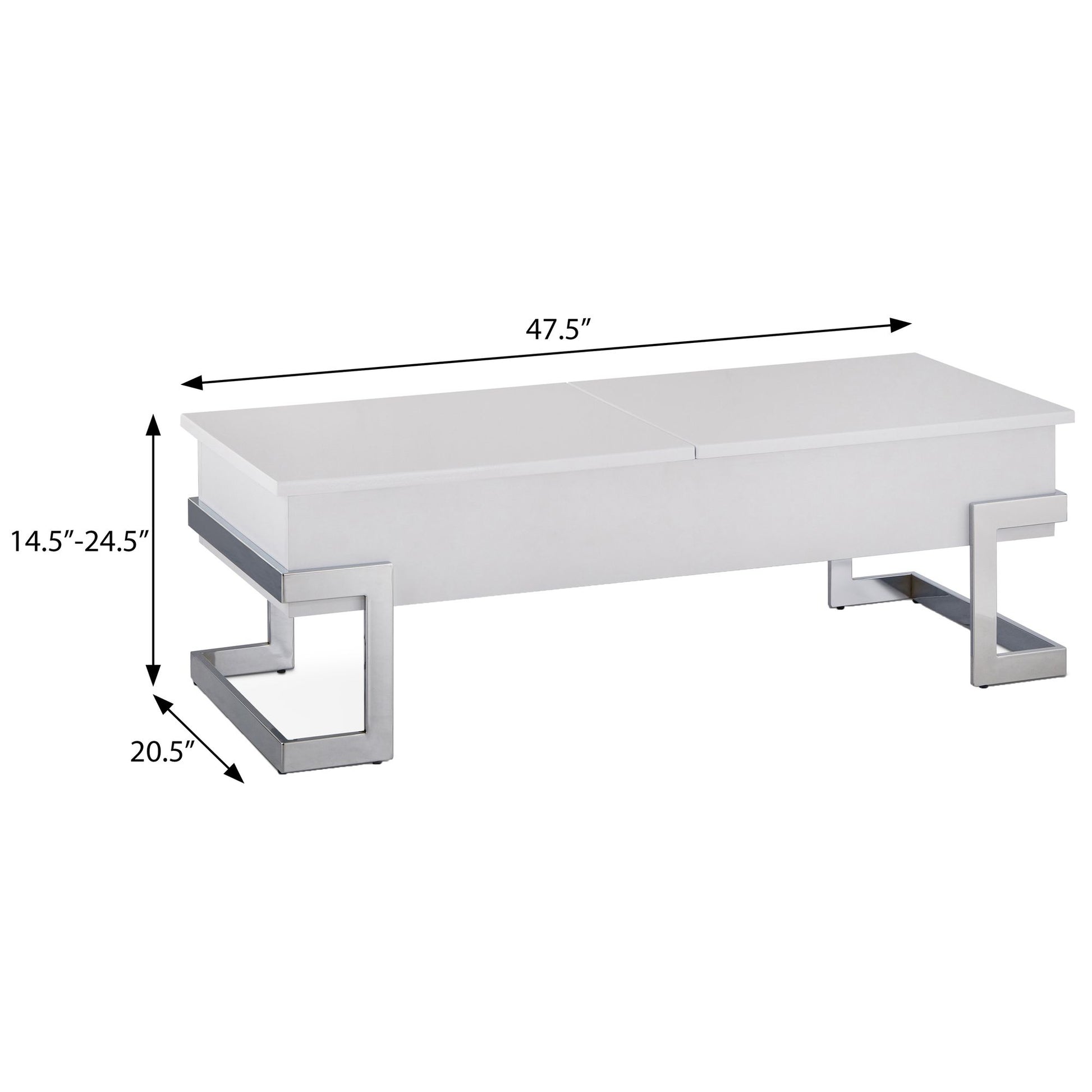 White High Gloss and Chrome Coffee Table with Lift Top image 6