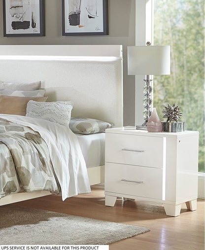White High Gloss Finish Modern Bedroom 1pc Nightstand with LED Light Wooden Furniture Luxury Bedside Table image 5