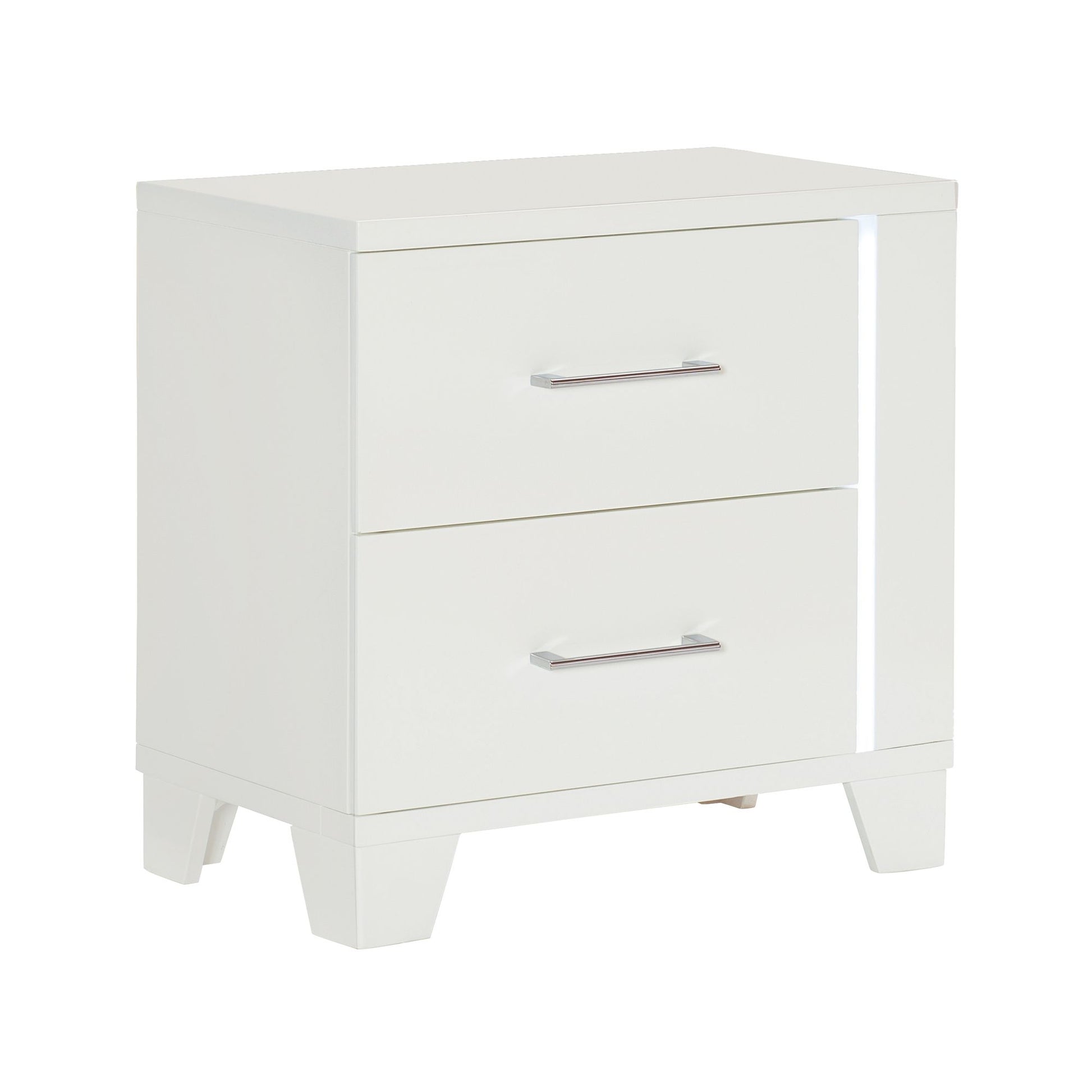 White High Gloss Finish Modern Bedroom 1pc Nightstand with LED Light Wooden Furniture Luxury Bedside Table image 3