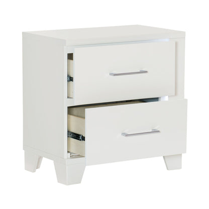 White High Gloss Finish Modern Bedroom 1pc Nightstand with LED Light Wooden Furniture Luxury Bedside Table image 4