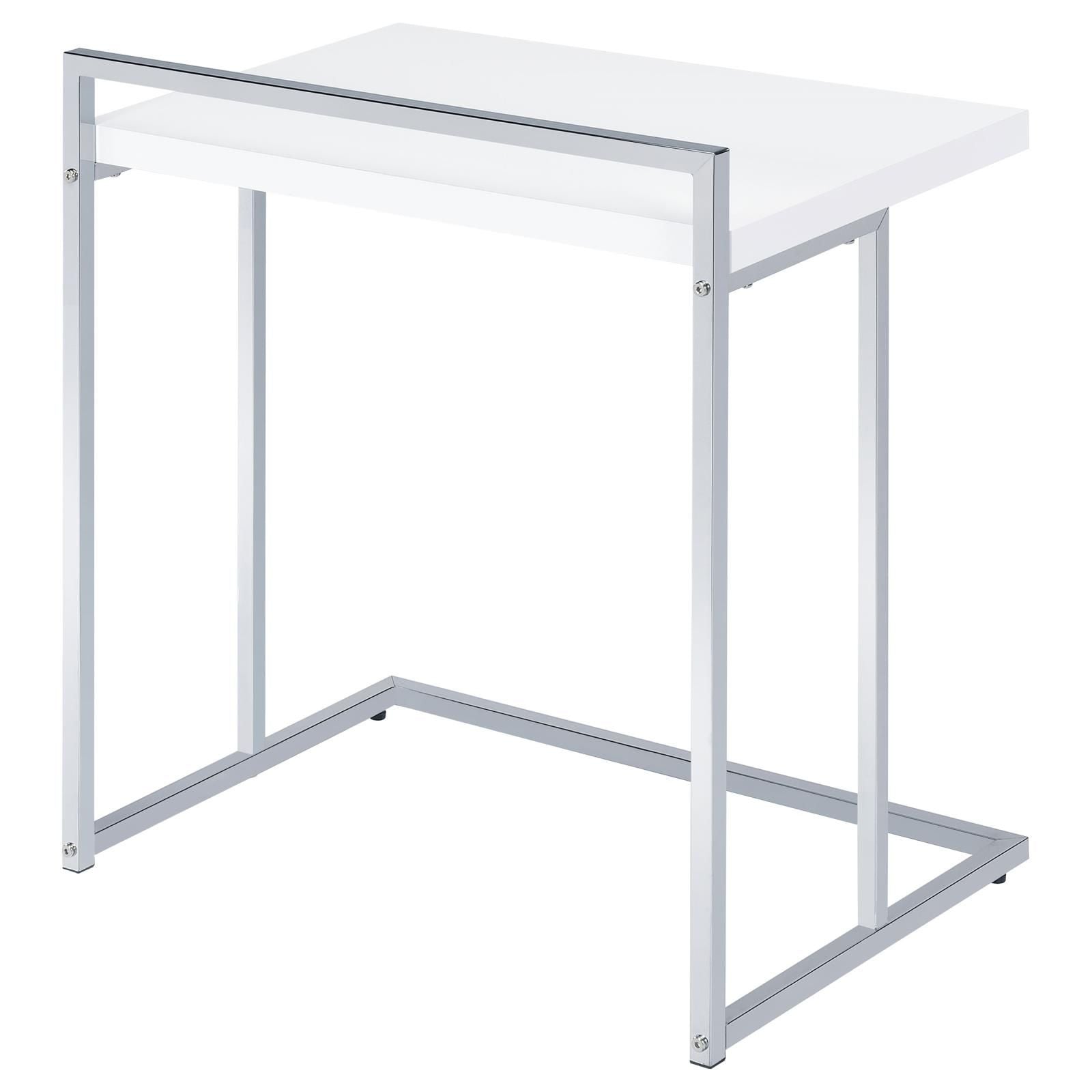 White High Gloss Rectangular Top Snack Table with Metal Legs image 2