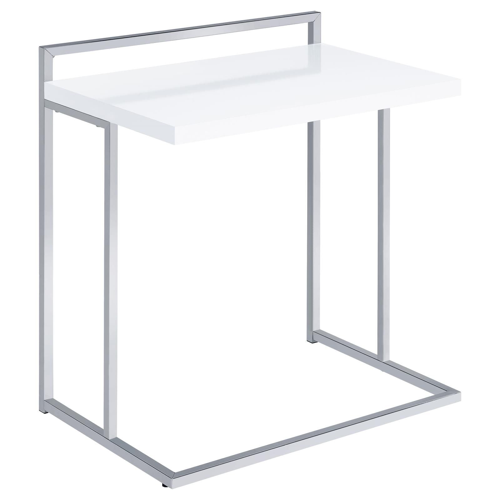 White High Gloss Rectangular Top Snack Table with Metal Legs image 5