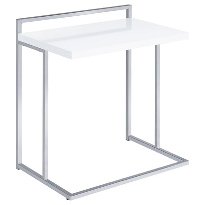 White High Gloss Rectangular Top Snack Table with Metal Legs image 5