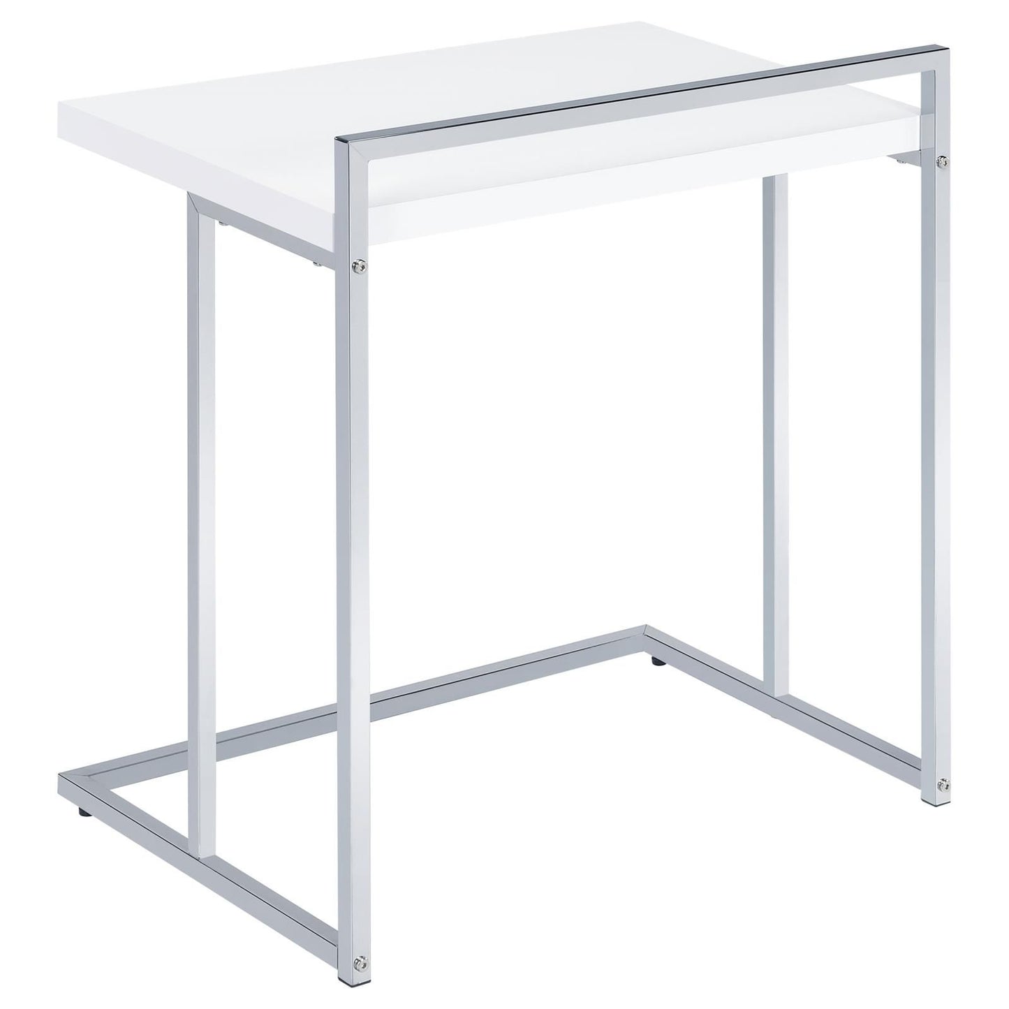 White High Gloss Rectangular Top Snack Table with Metal Legs image 3