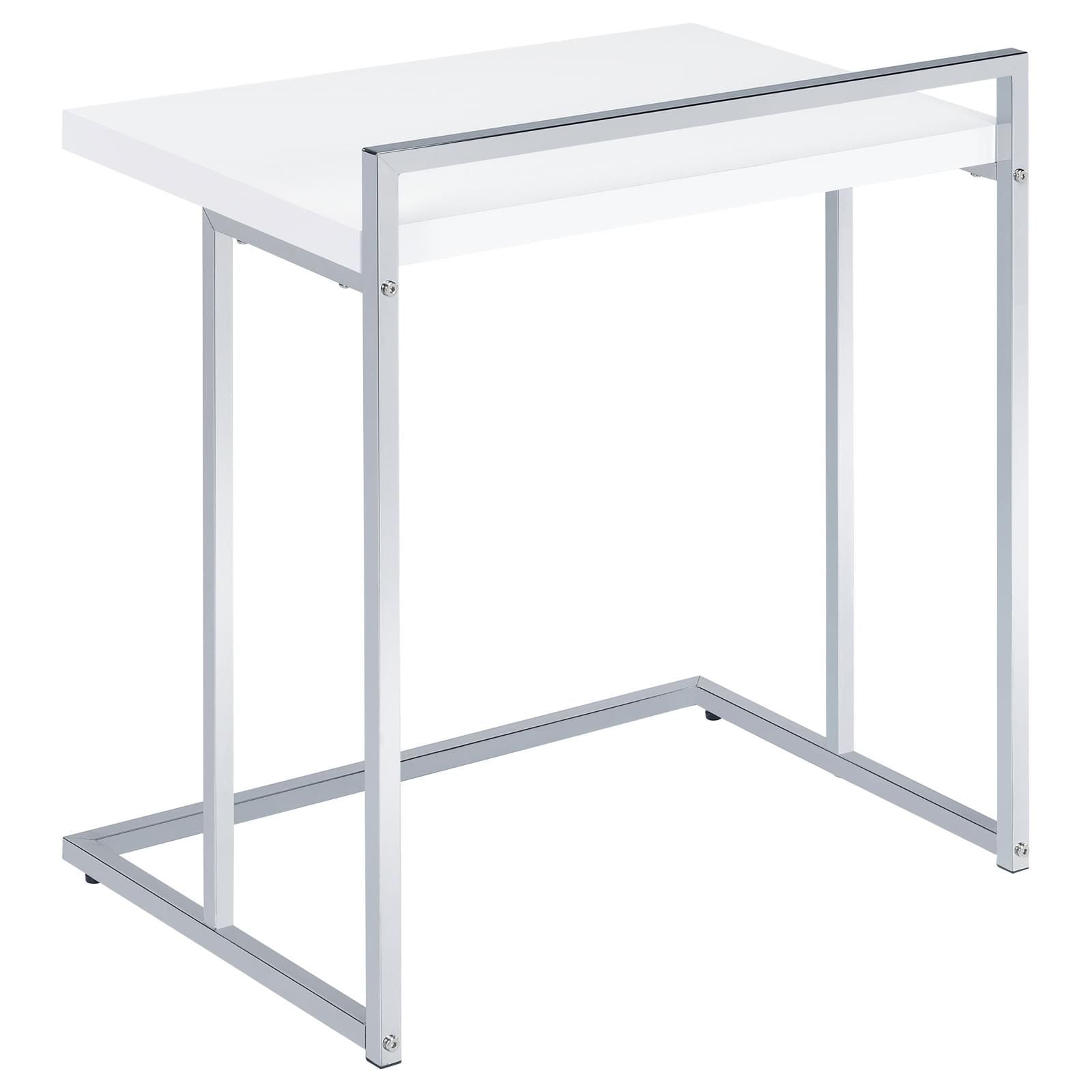 White High Gloss Rectangular Top Snack Table with Metal Legs image 3