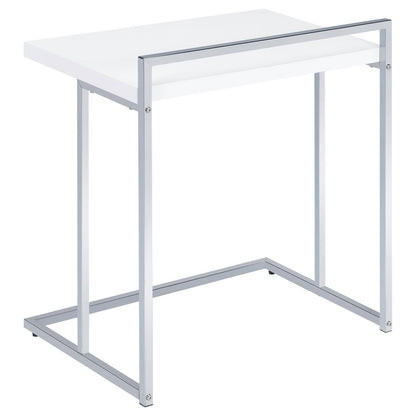 White High Gloss Rectangular Top Snack Table with Metal Legs image 3