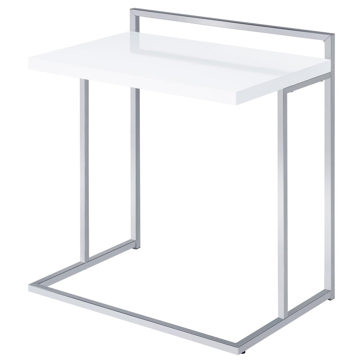White High Gloss Rectangular Top Snack Table with Metal Legs image 4