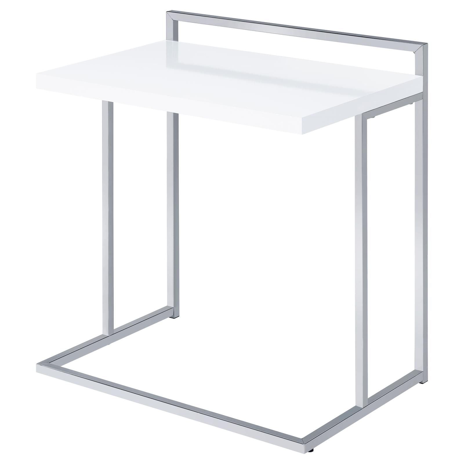 White High Gloss Rectangular Top Snack Table with Metal Legs image 4