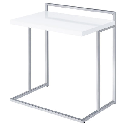 White High Gloss Rectangular Top Snack Table with Metal Legs image 4